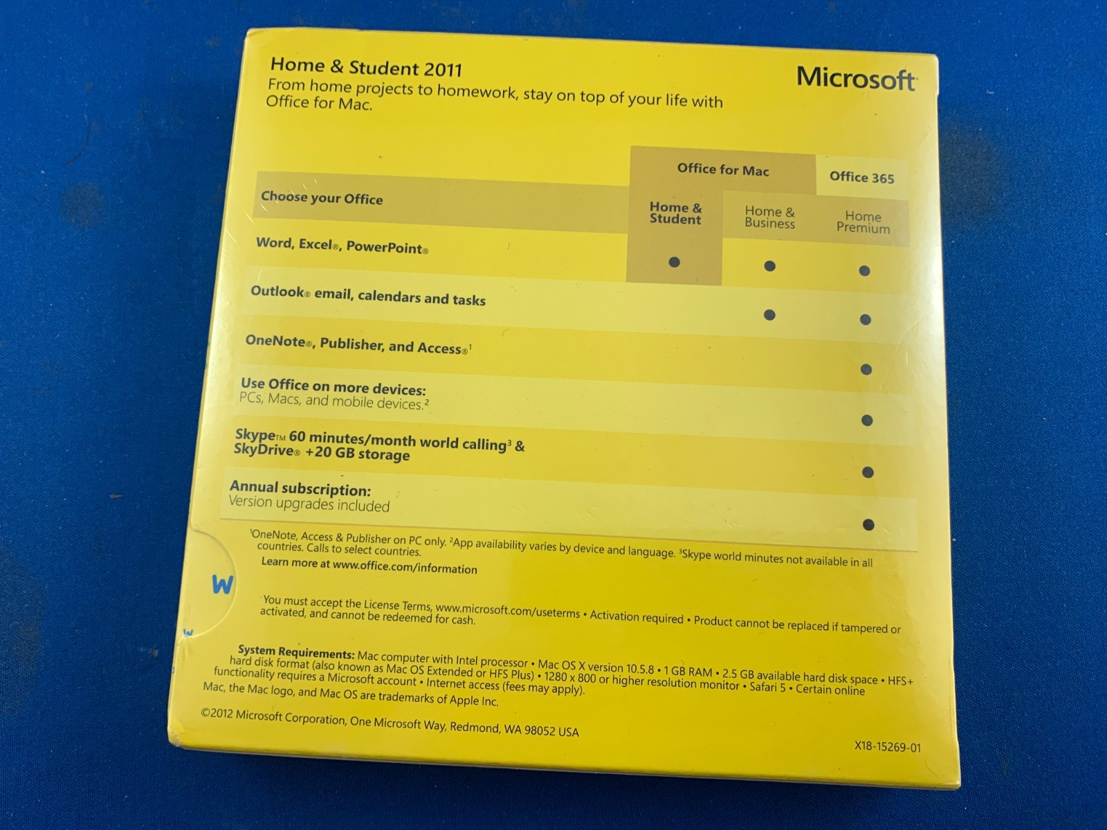Microsoft Office MAC 2011 Home and Student (Brand New in shrink wrap)