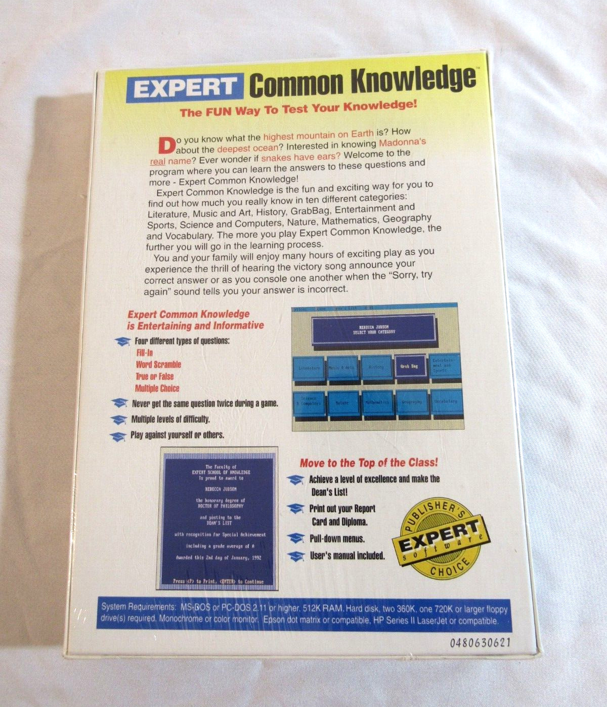 VINTAGE Expert Common Knowledge IBM PC / TANDY 5.25″ & 3.5″ Factory Sealed
