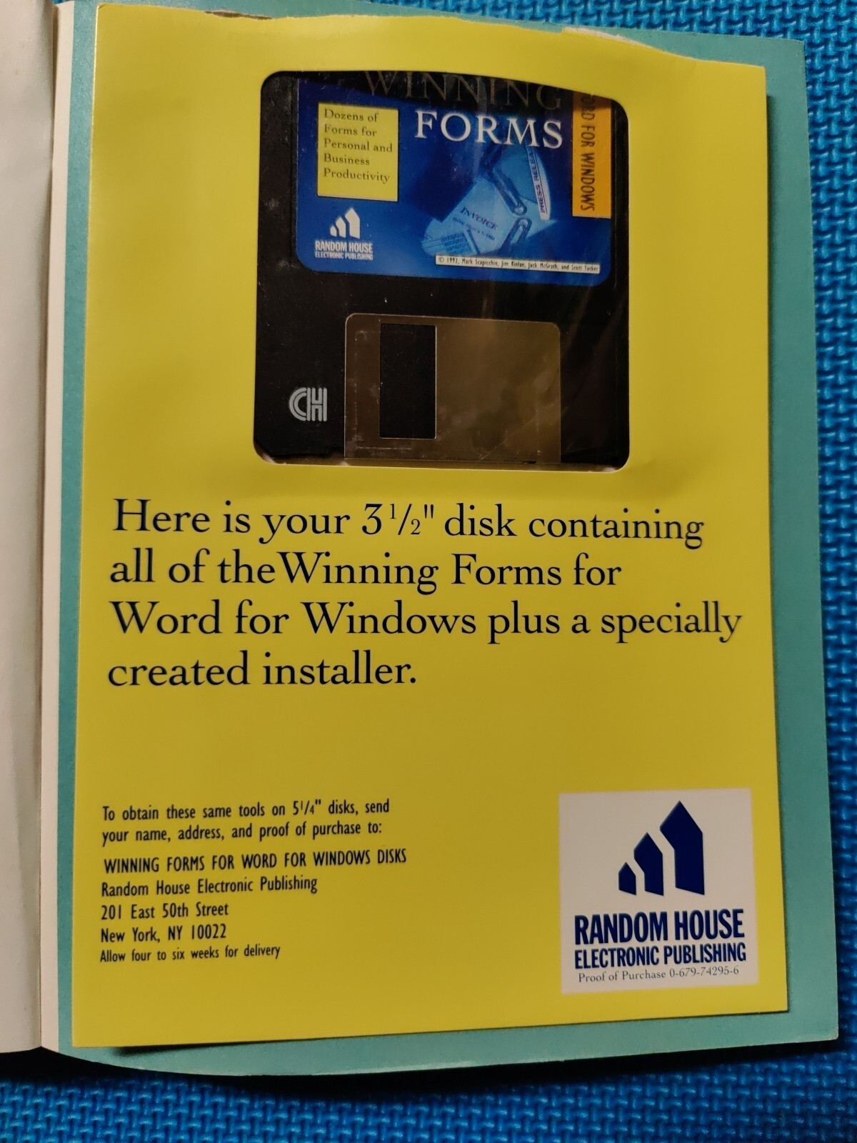 Vintage Random House Winning Forms for Windows Book + 3.5 Floppy Disk EXC