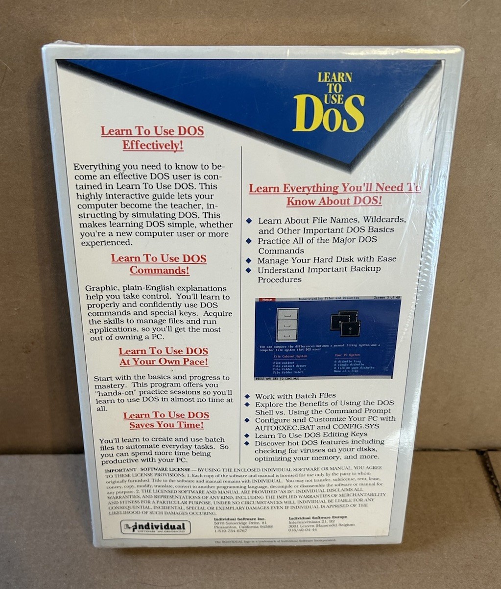 Individual Tutor Learn To Use DOS Big Box Sealed New In Box DOS 6 Floppy Disk