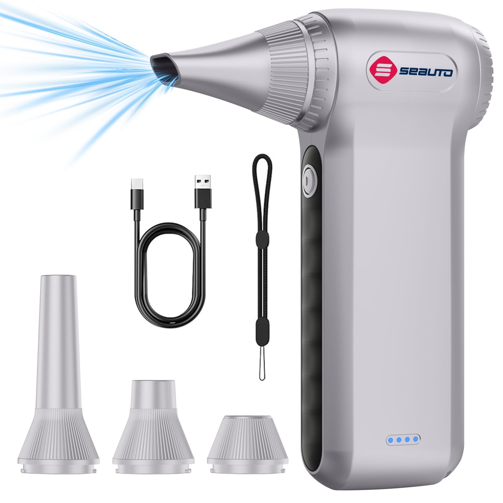 Seauto Compressed Air Duster Ergonomic Design 250000 Rpm Compressed Canned Air