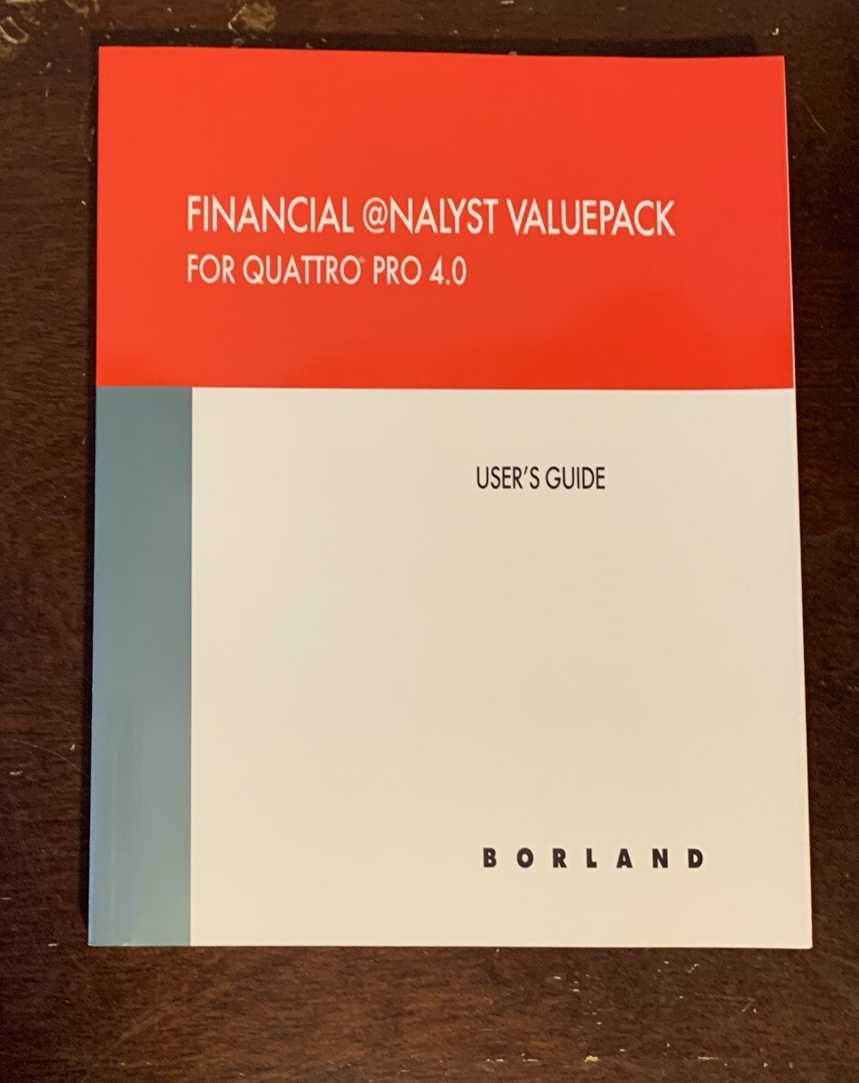 Borland Quattro Financial Analyst Valuepack For Quattro Pro 4.0 5.25” Disk