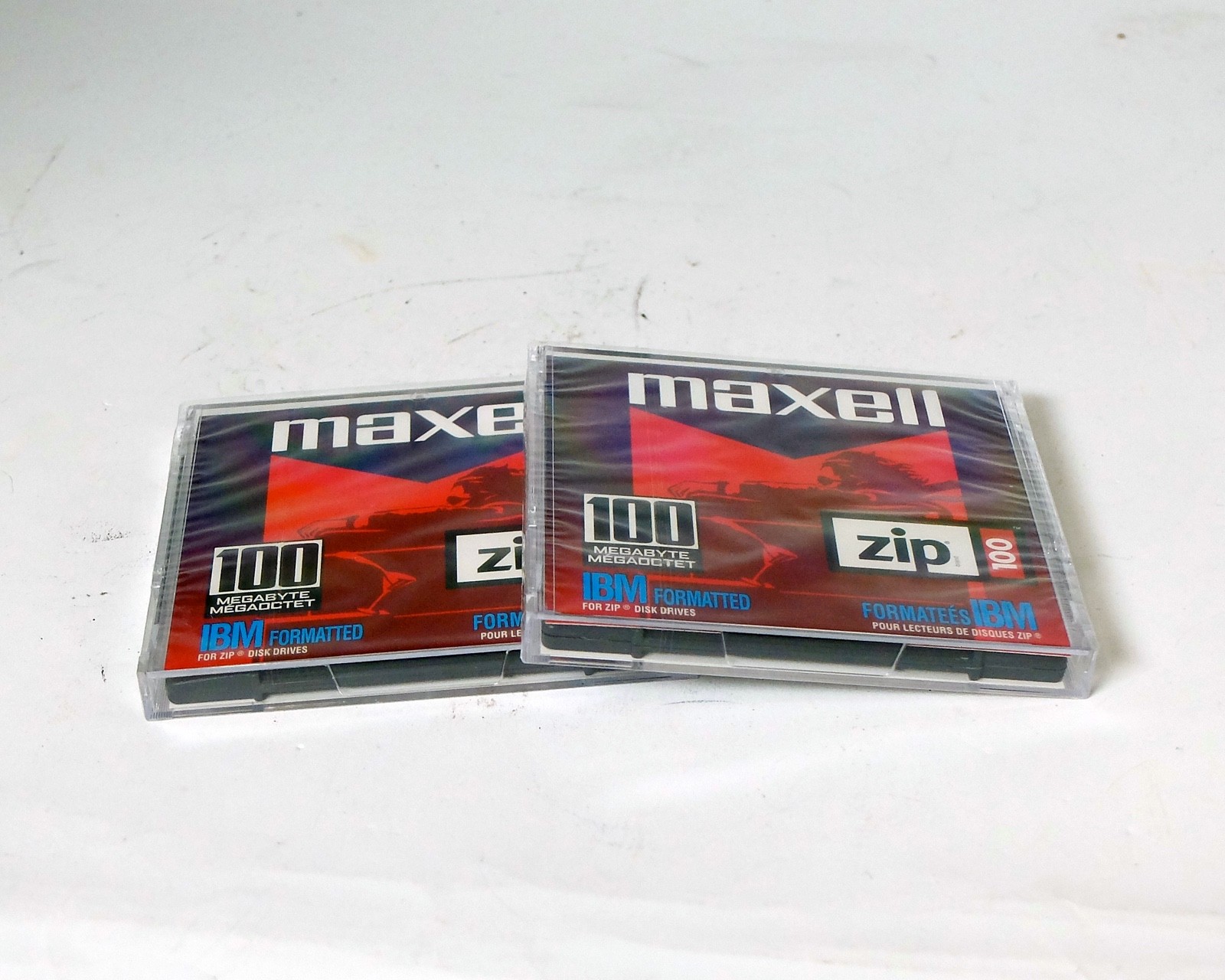 Maxell Zip 100 IBM DOS Formatted 100MB Disk set of 2x NEW SEALED