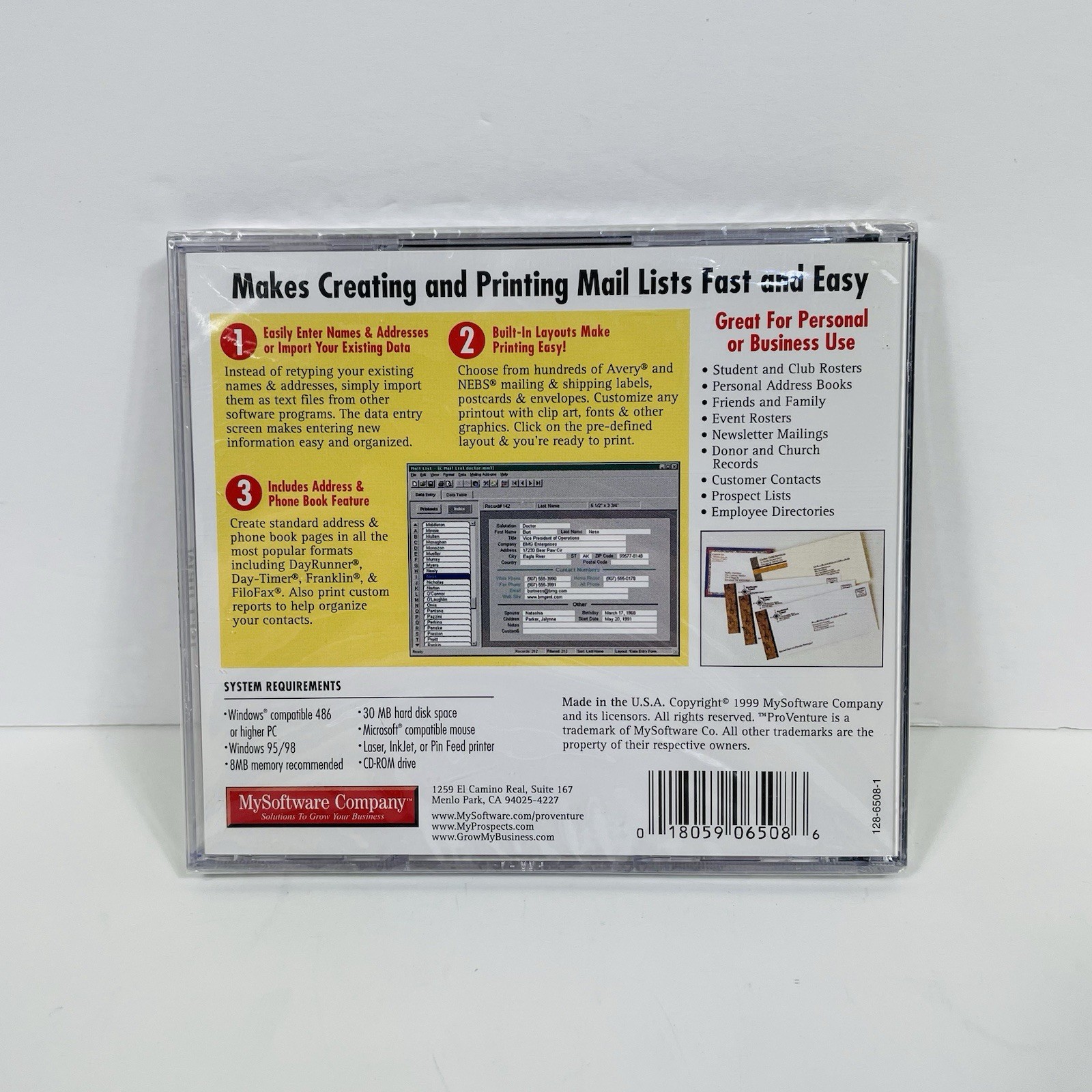 Pro Venture Mail List 1999 CD-ROM for Windows 95/98