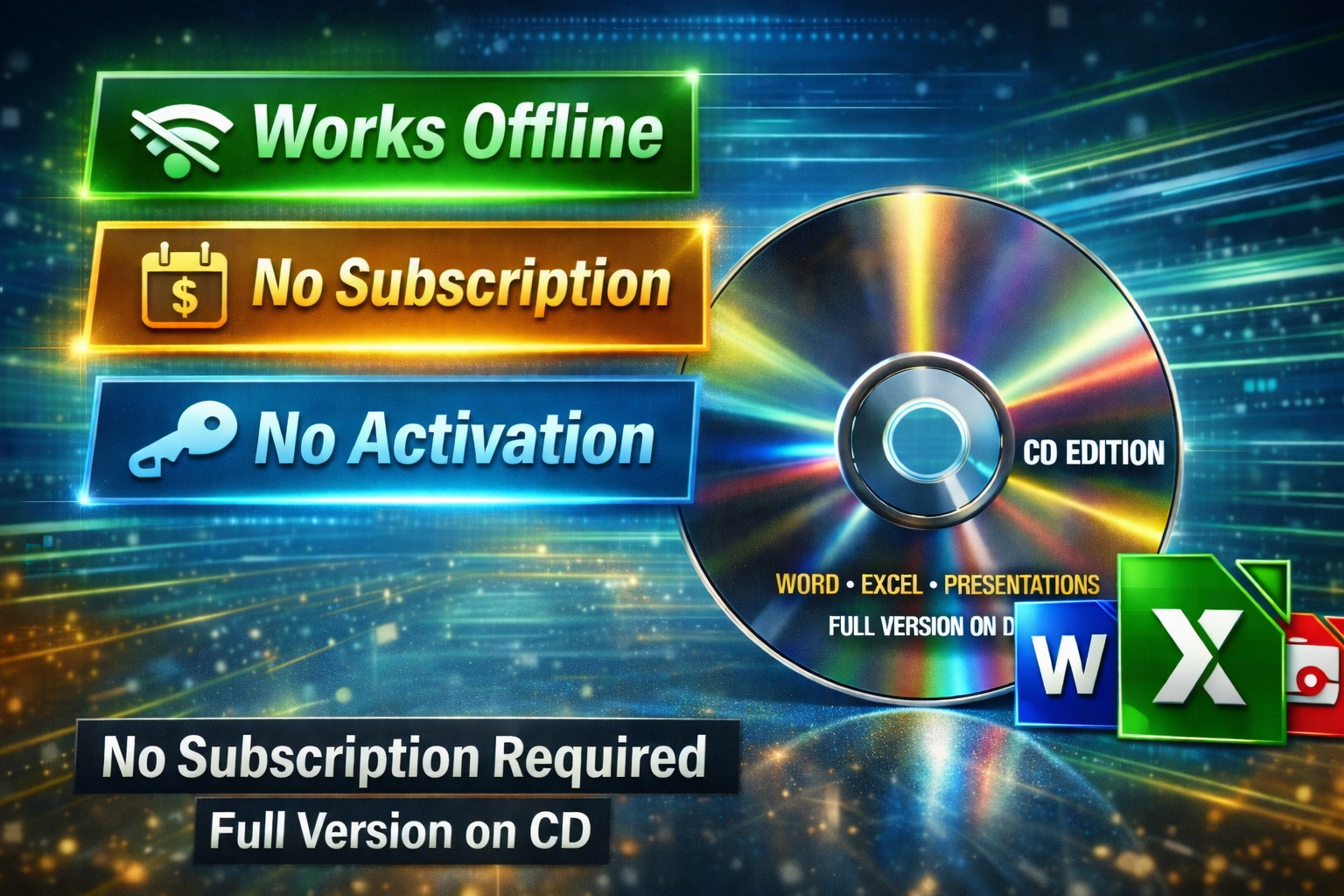LibreOffice Office Suite CD | Opens DOCX XLSX PPTX | Offline No Subscription