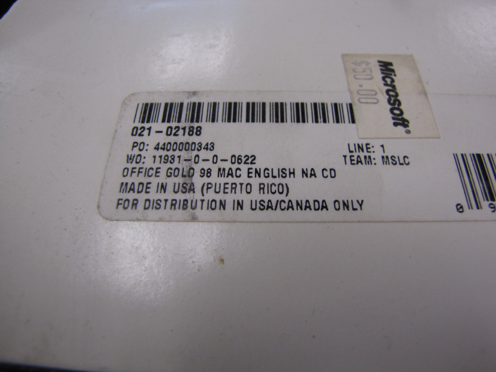 Microsoft Office X03-51450 98 Macintosh Edition Gold Edition W/Product Key