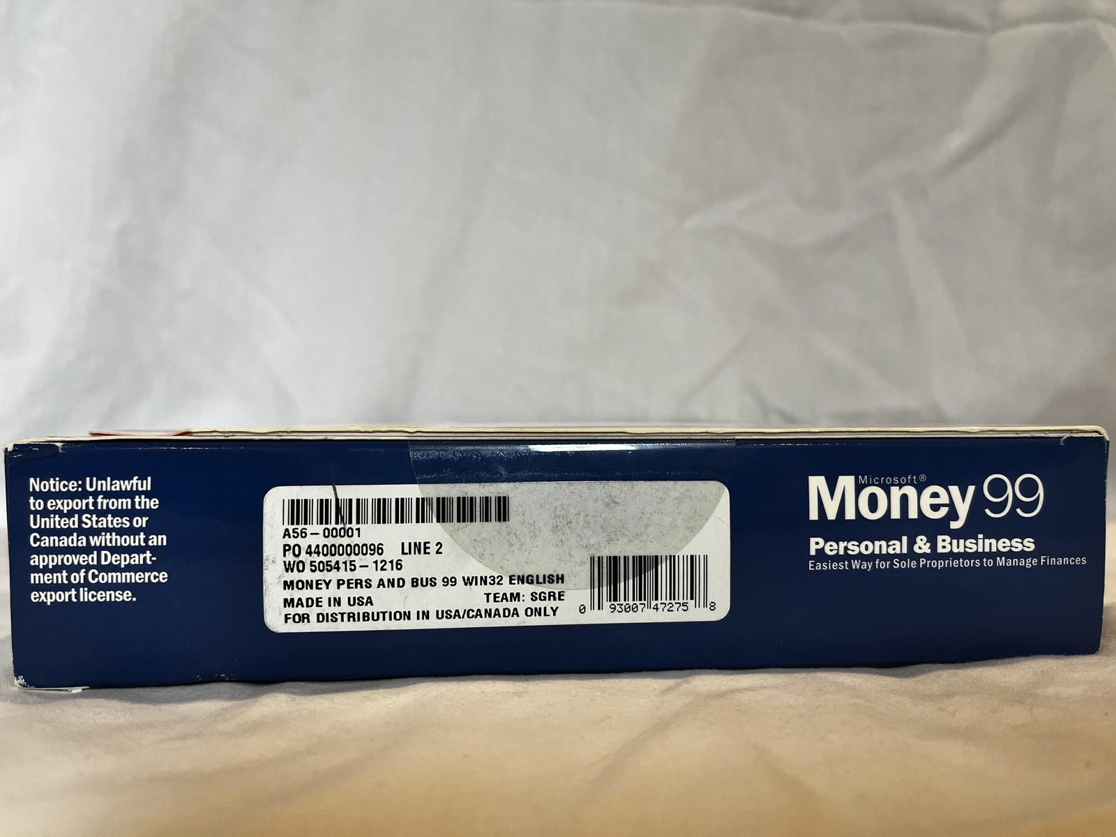 Sealed Microsoft Money 99 Personal & Business – Full Edition –Incl base Money 99