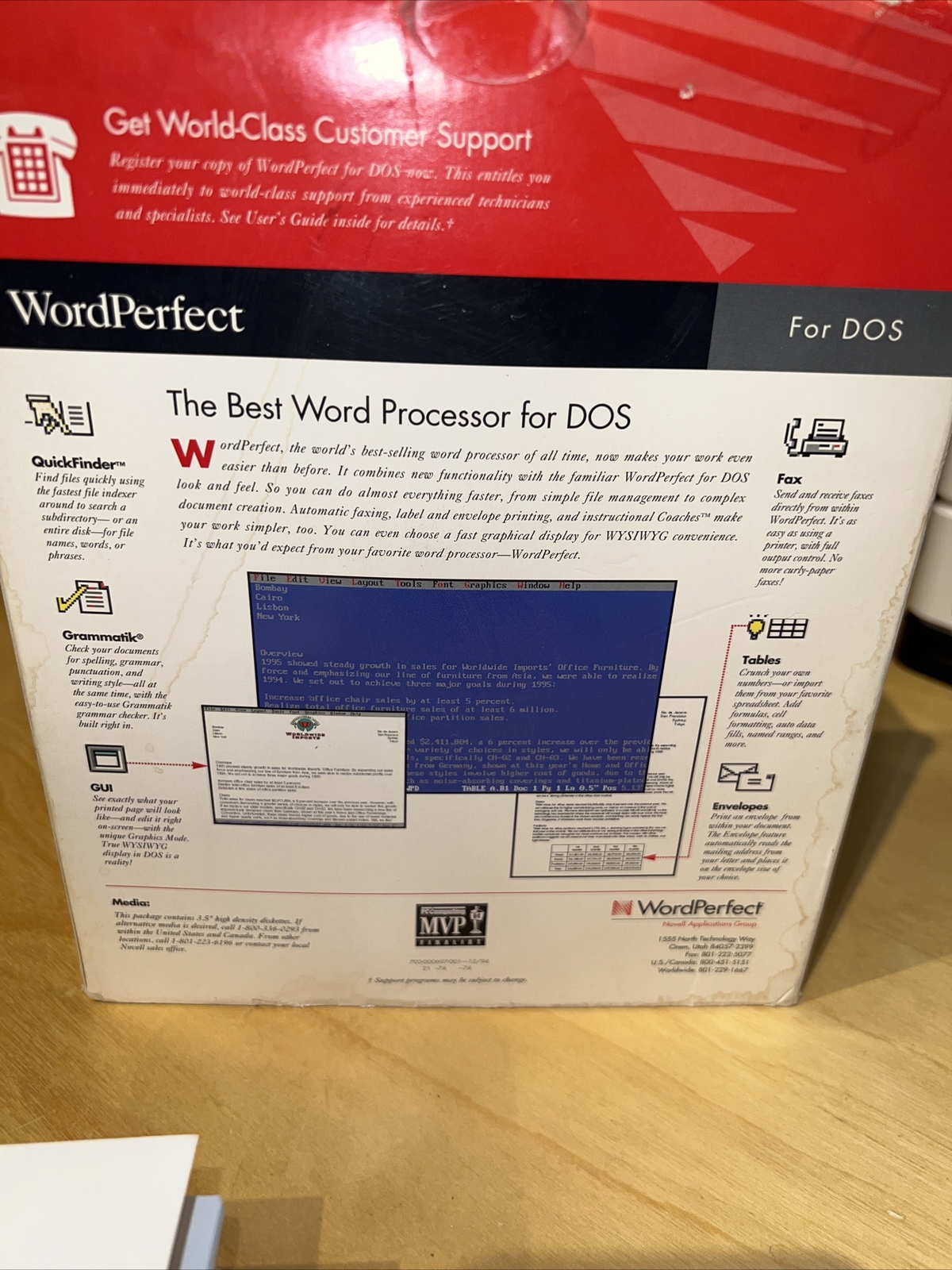 WORD PERFECT V 6.0 For DOS Education 3.5″ HD Diskettes Manuals With Box
