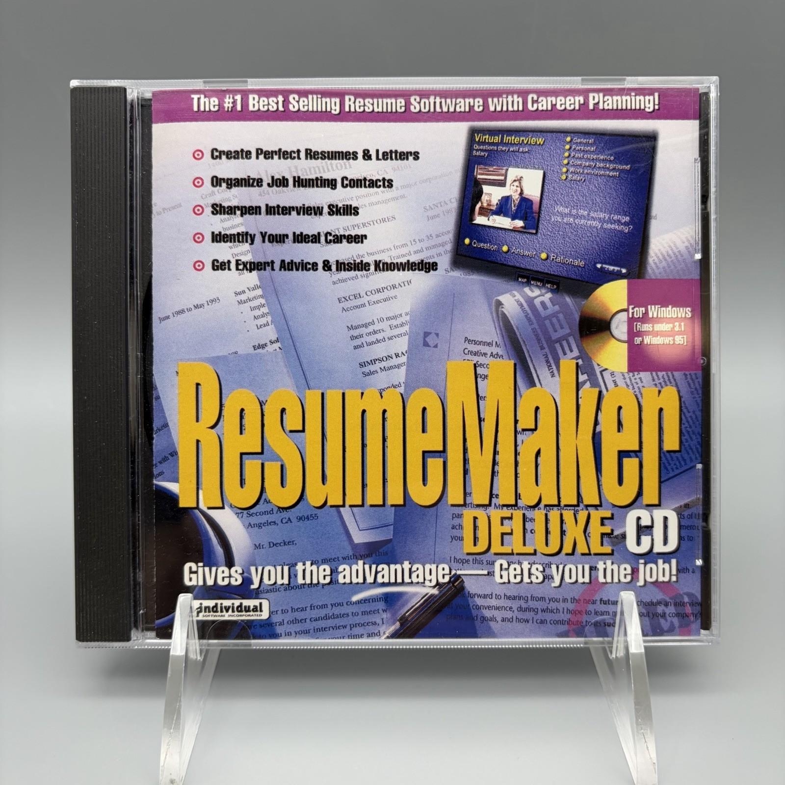 Vintage 1995 Resume Maker Deluxe CD Software Windows 3.1 & 95 Individual