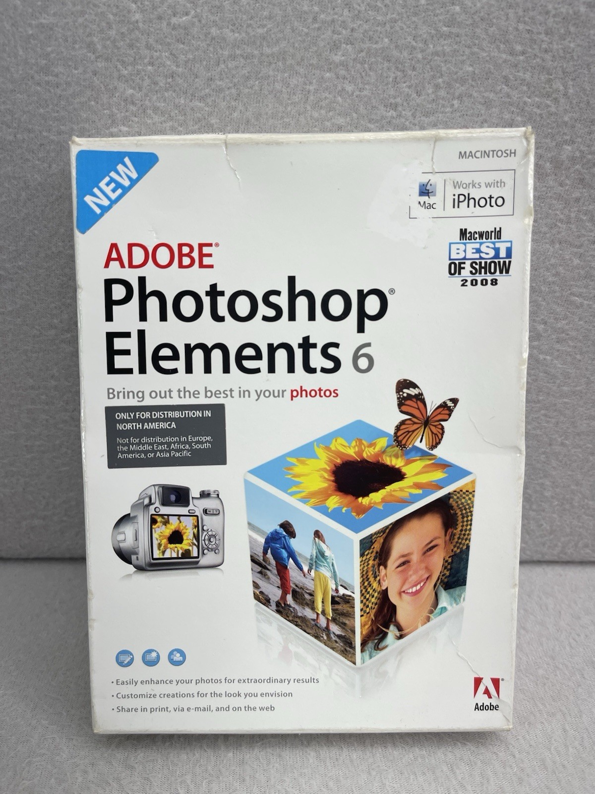 Adobe Photoshop Elements 6 PC Software CD 2007 w Serial Key Case Not Tested