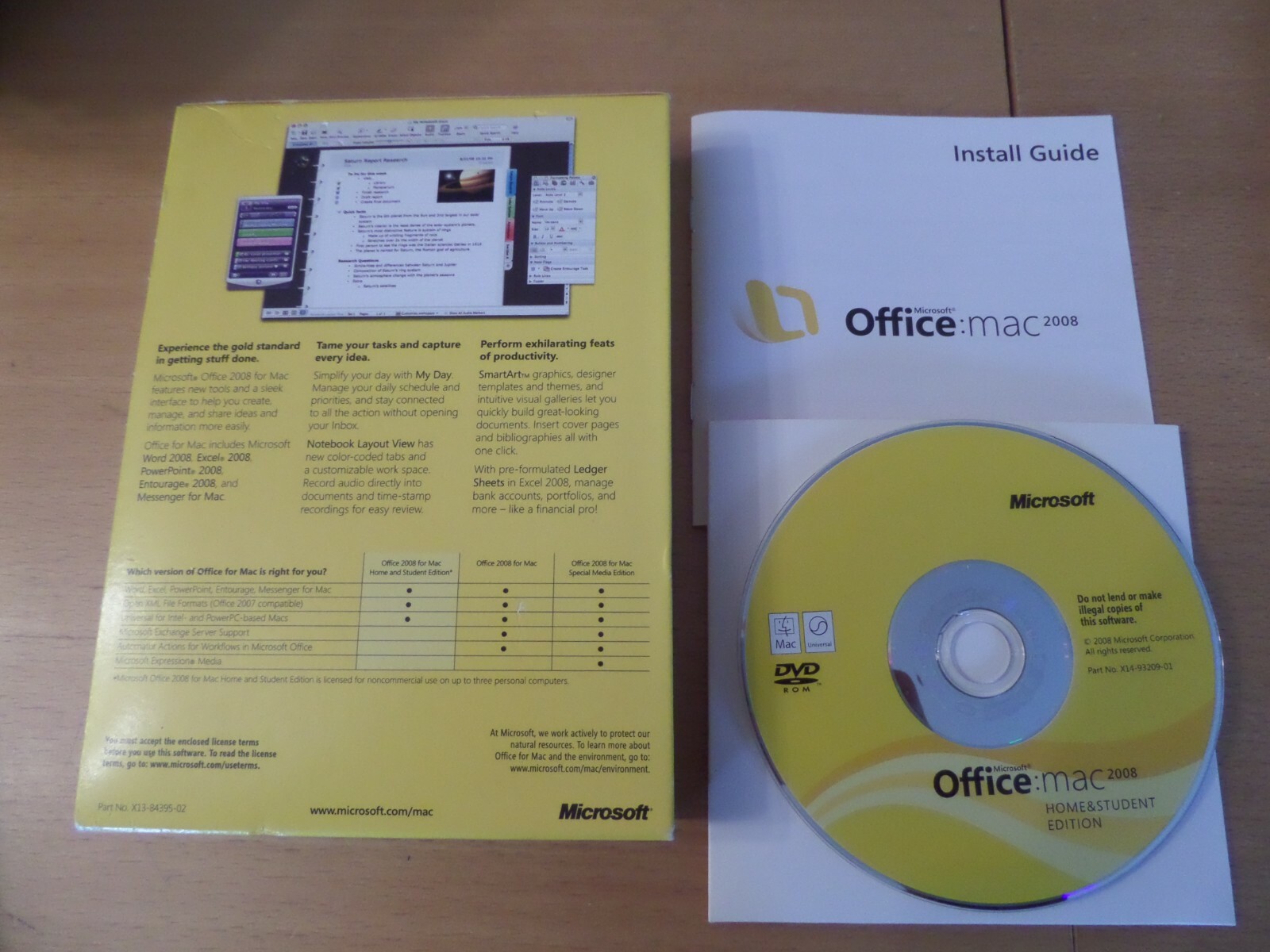 Microsoft Office 2008 Home and Student Edition for Mac + Box & Install Guide