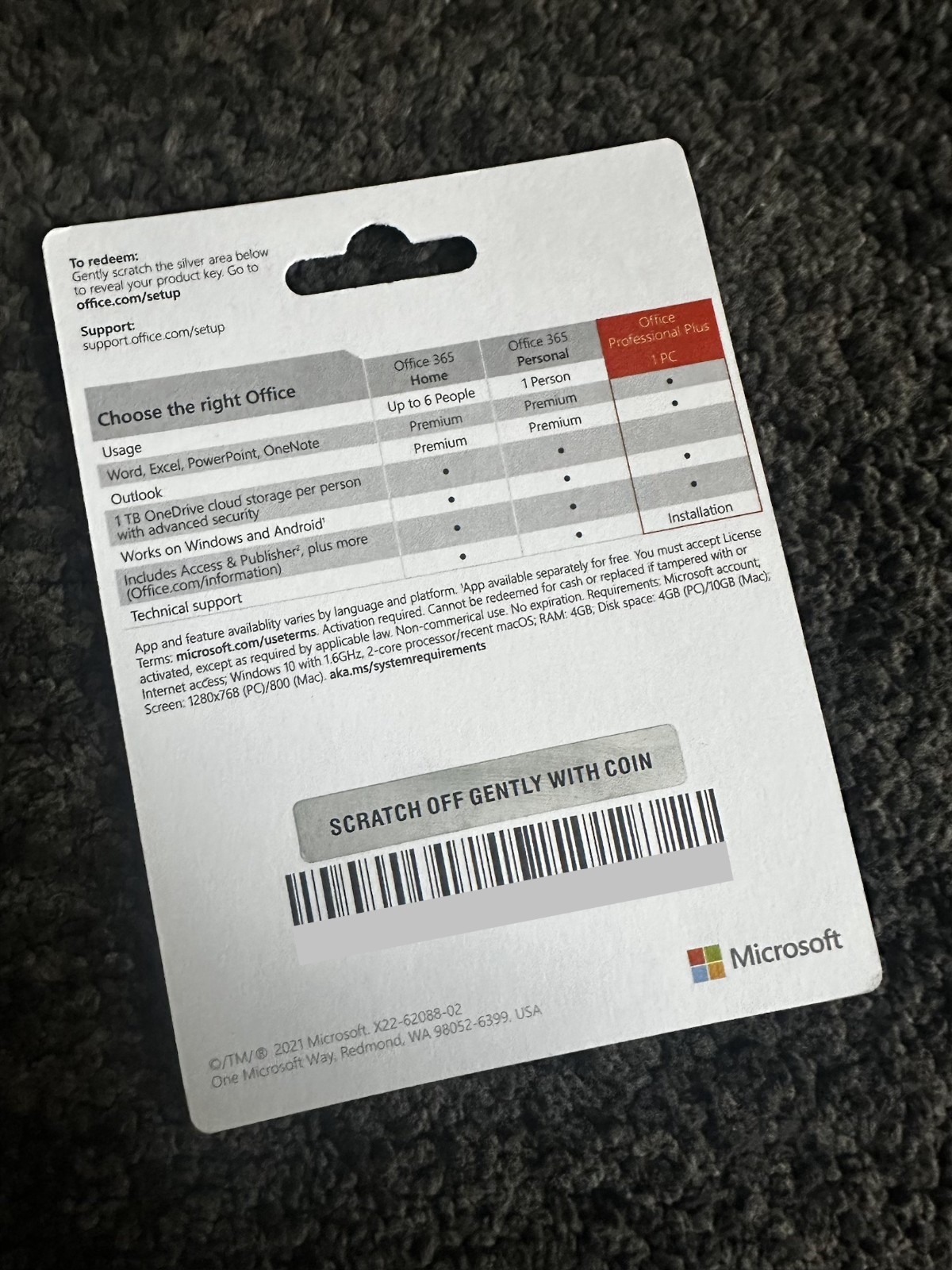 Microsoft Office Professional Plus 2021 – 1 User / 1 PC – Card Version