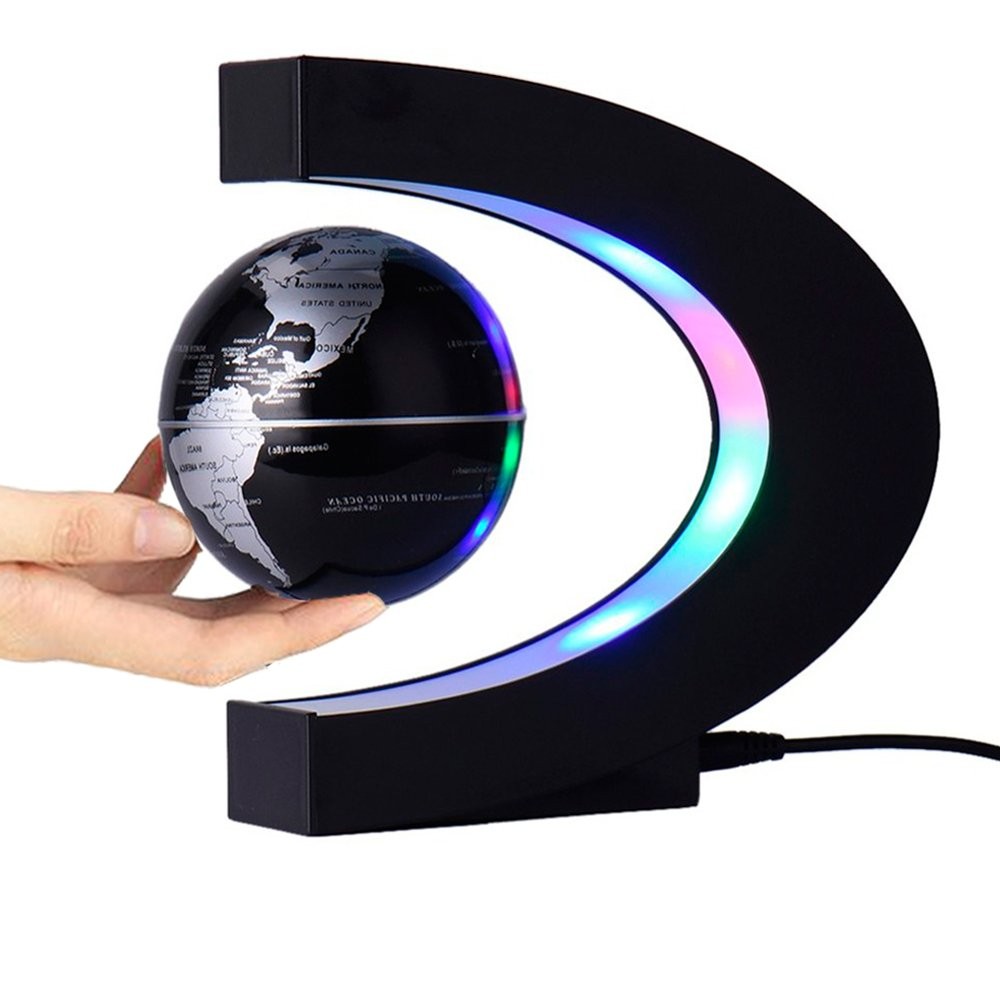 Magnetic Levitation Floating Globe 3 inch with LED Lights C Shape World Map for