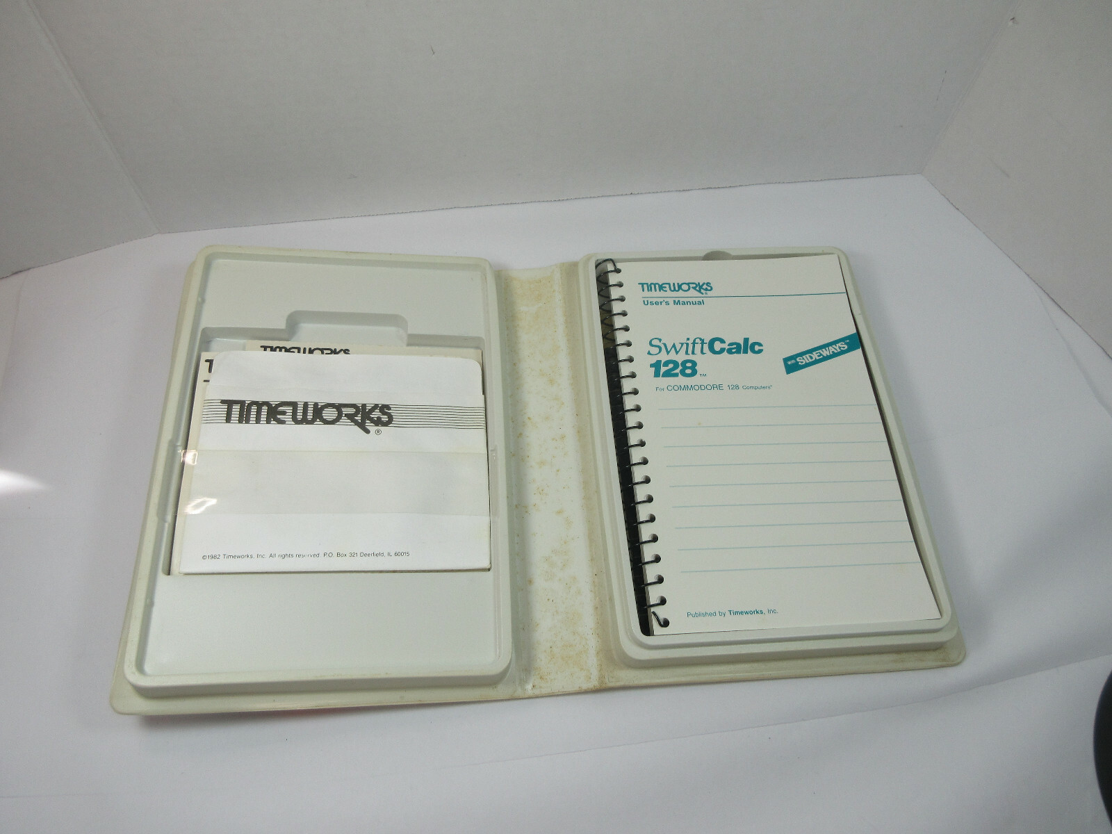 vintage 1983 Timeworks swift Calc 128 software Commodore 128 manual and box