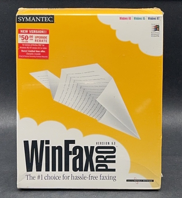 Symantec WinFax Pro Version 9.0 BRAND NEW FACTORY SEALED vintage Windows PC