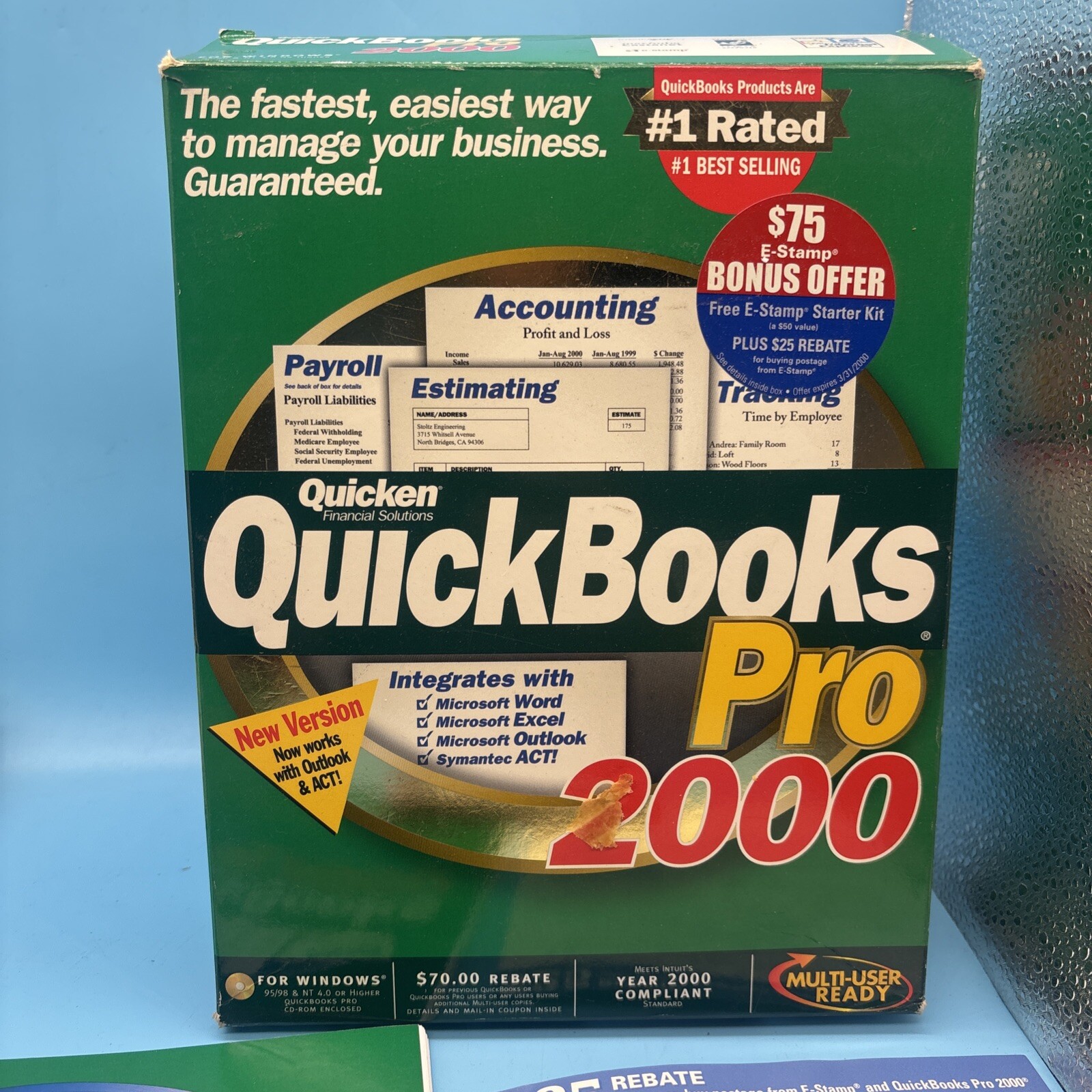 QuickBooks Pro 2000 Quicken Box With Manual NO DISC