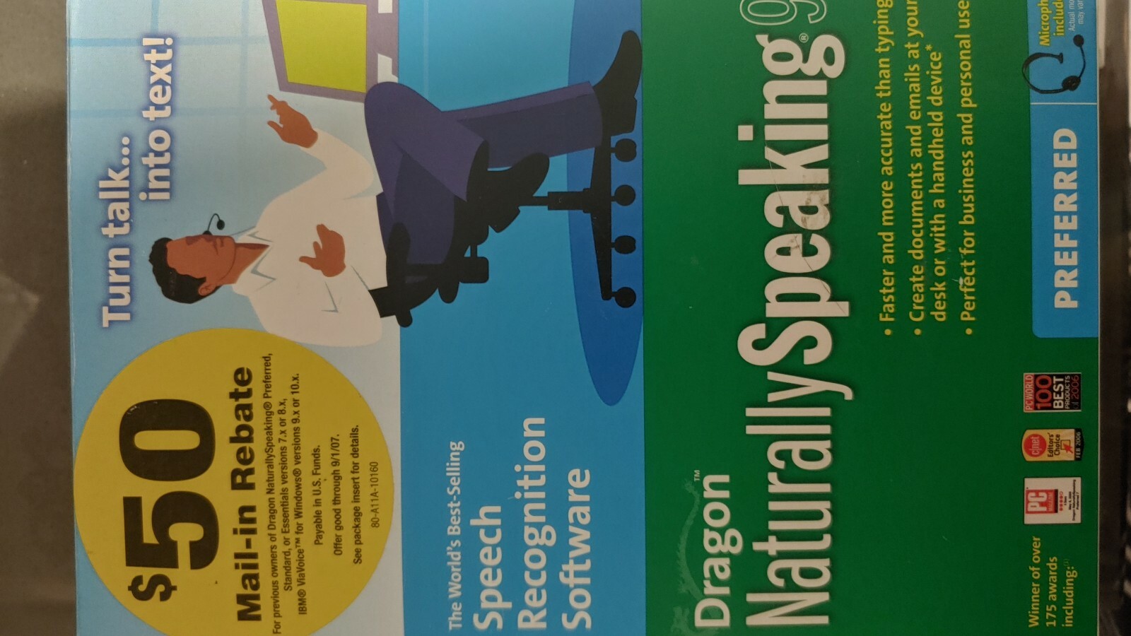 Dragon Naturally Speaking 9 with box and serial numbers
