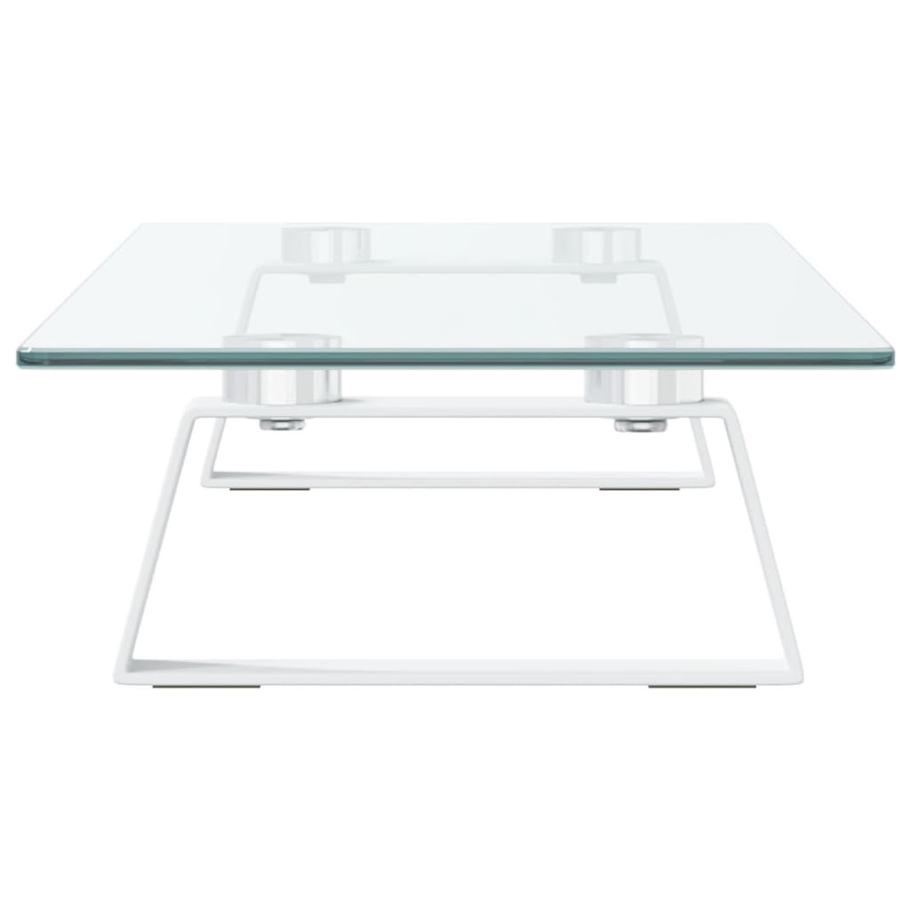 Monitor Stand White 23.6″x7.9″x3.1″ Tempered Glass and Metal