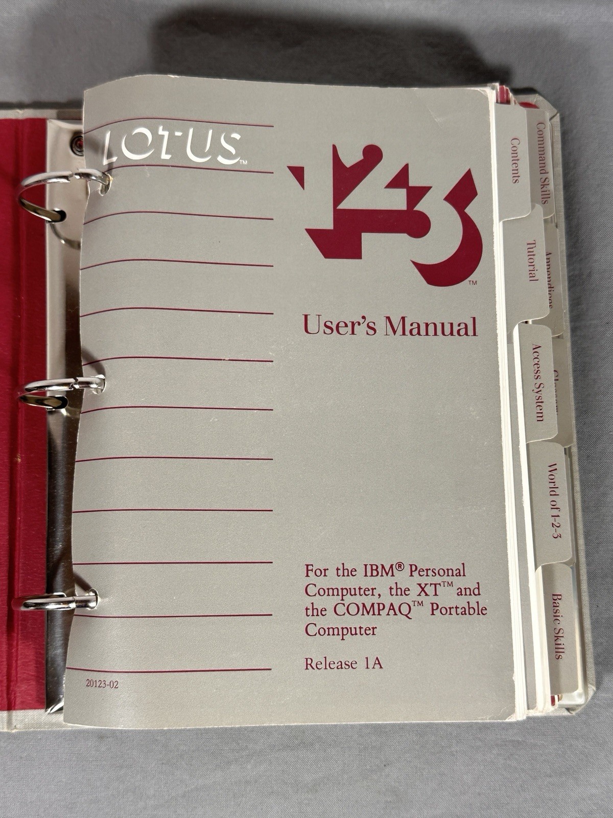 Vintage Lotus 1-2-3 Release 1A User Manual Binder with Floppy Disks IBM XT PC