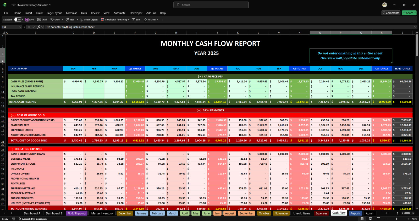 Reseller Inventory & Sales Tracking System Excel Workbook No Subscription (Pre)