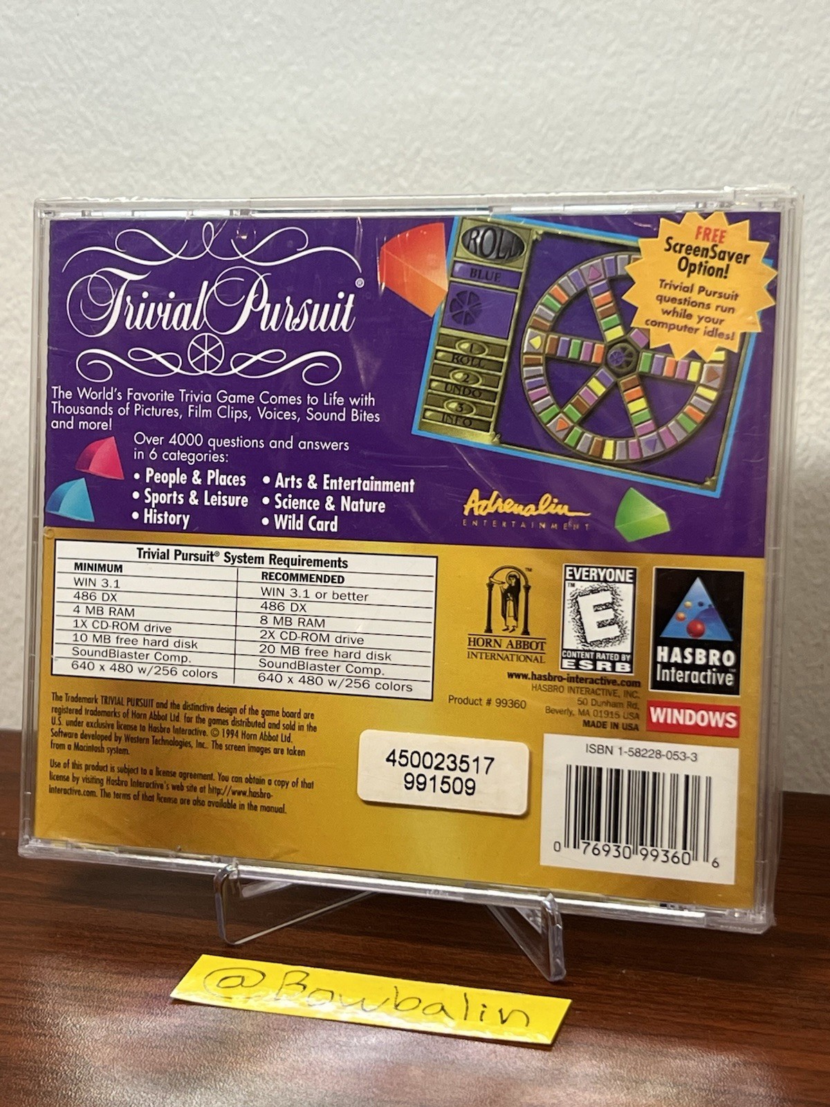 Trivial Pursuit (CD-ROM PC Game, 1994) Hasbro Interactive Vintage New & Sealed