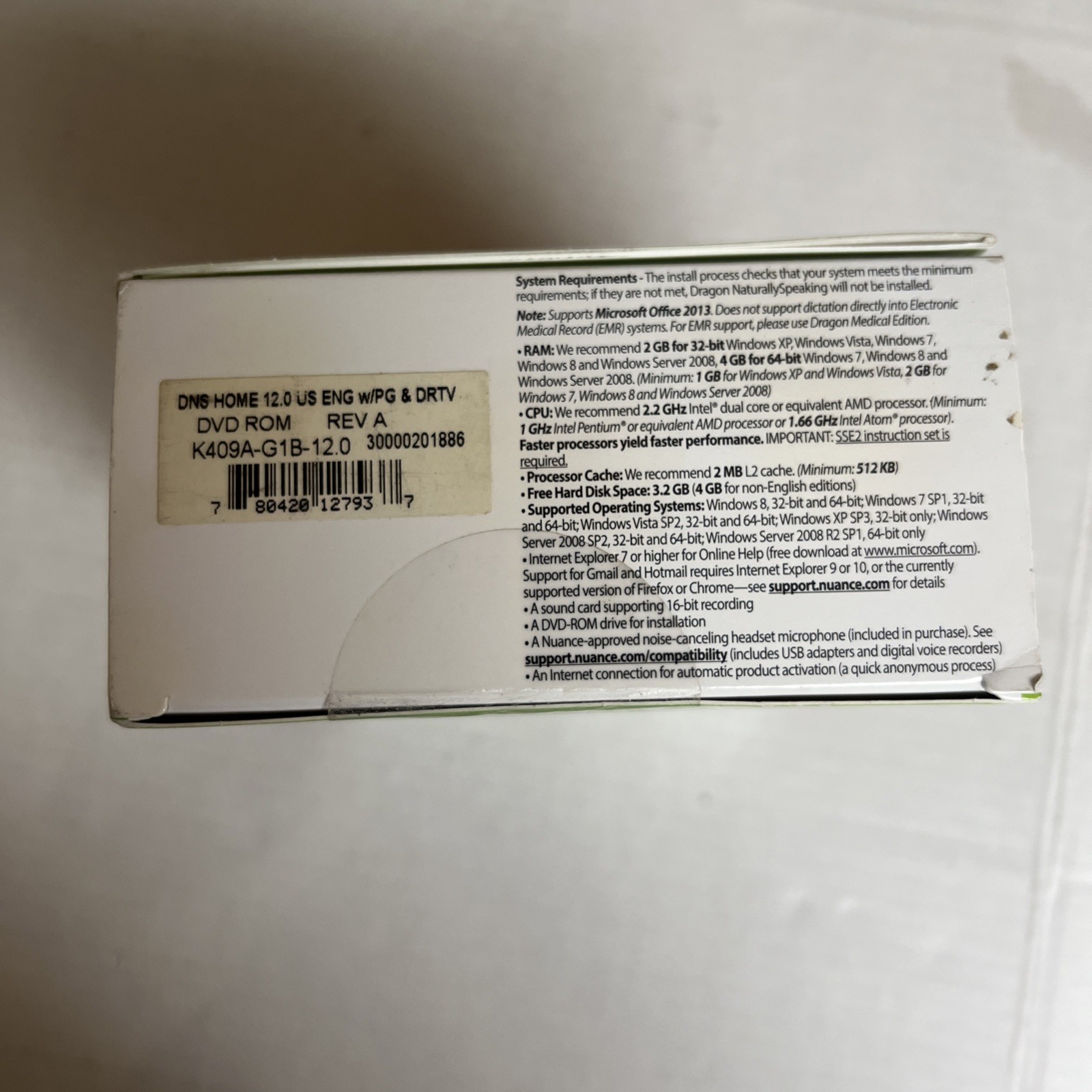 Dragon Naturally Speaking Open Box NewHome Edition Speech Recognition Version 12