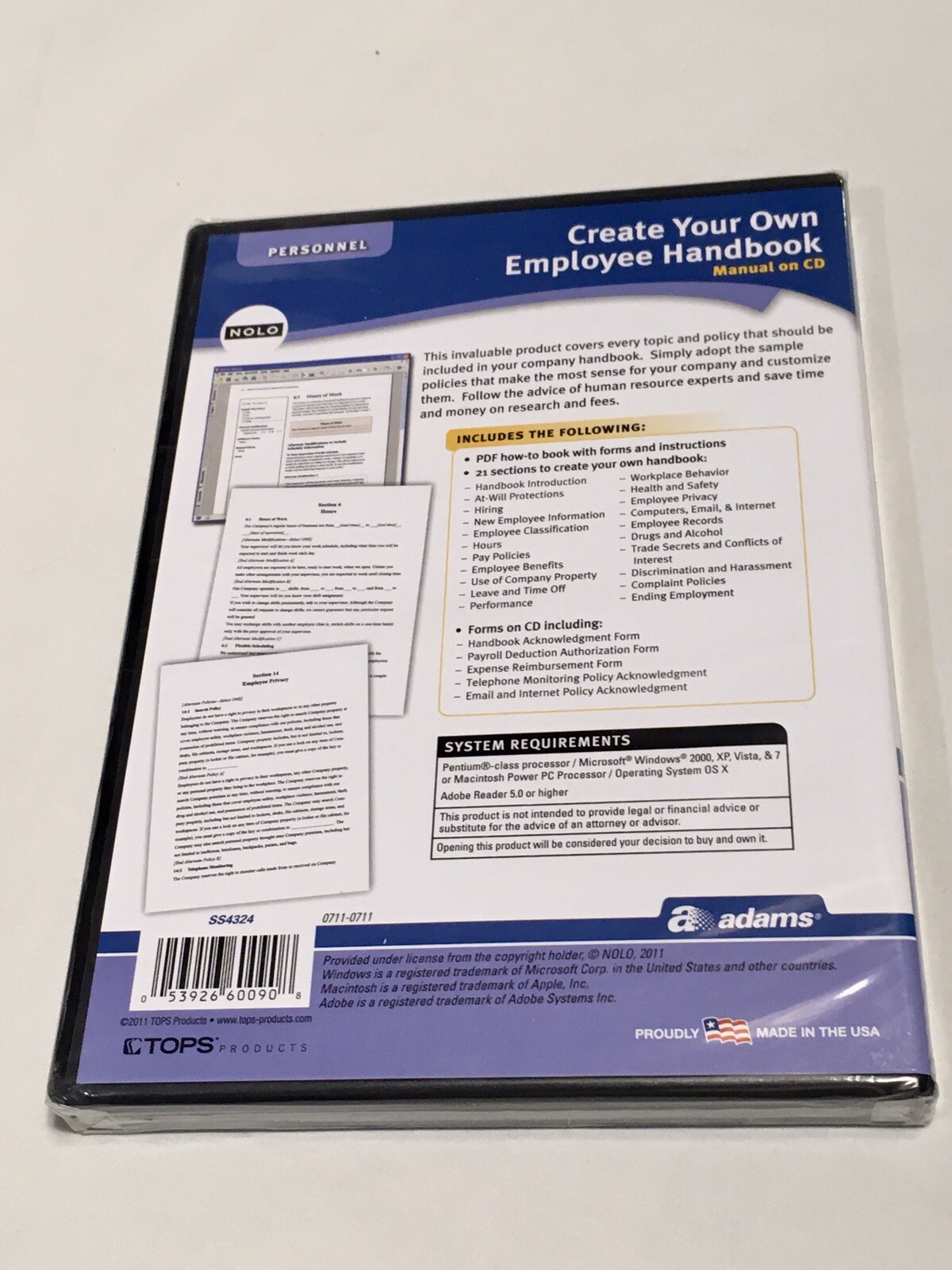 Adams Create Your Own Employee Handbook on CD – BRAND NEW SEALED