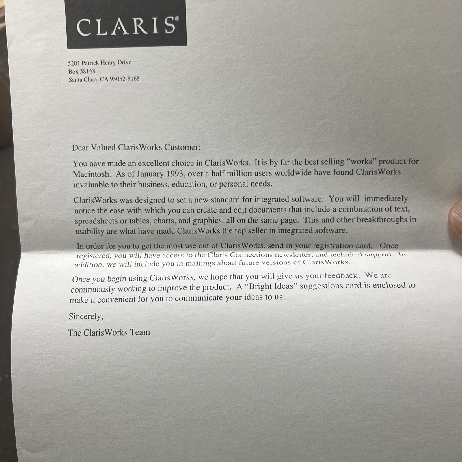 Vintage Apple Macintosh Claris Works 1993 v2.1 Update 3.5″ Floppy Disk + Papers