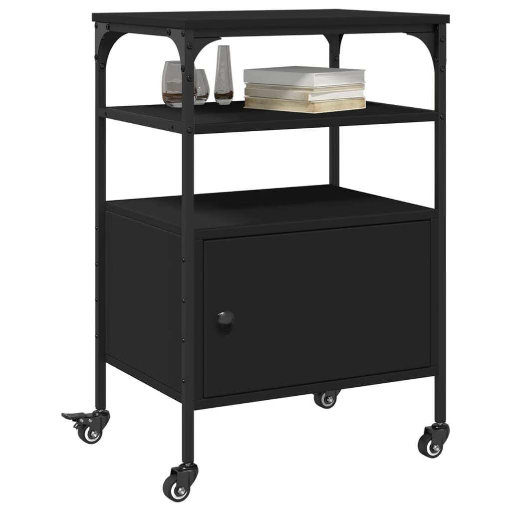 Printer Stand 3-Tier Black 19.7″x15.7″x29.9″ Engineered Wood
