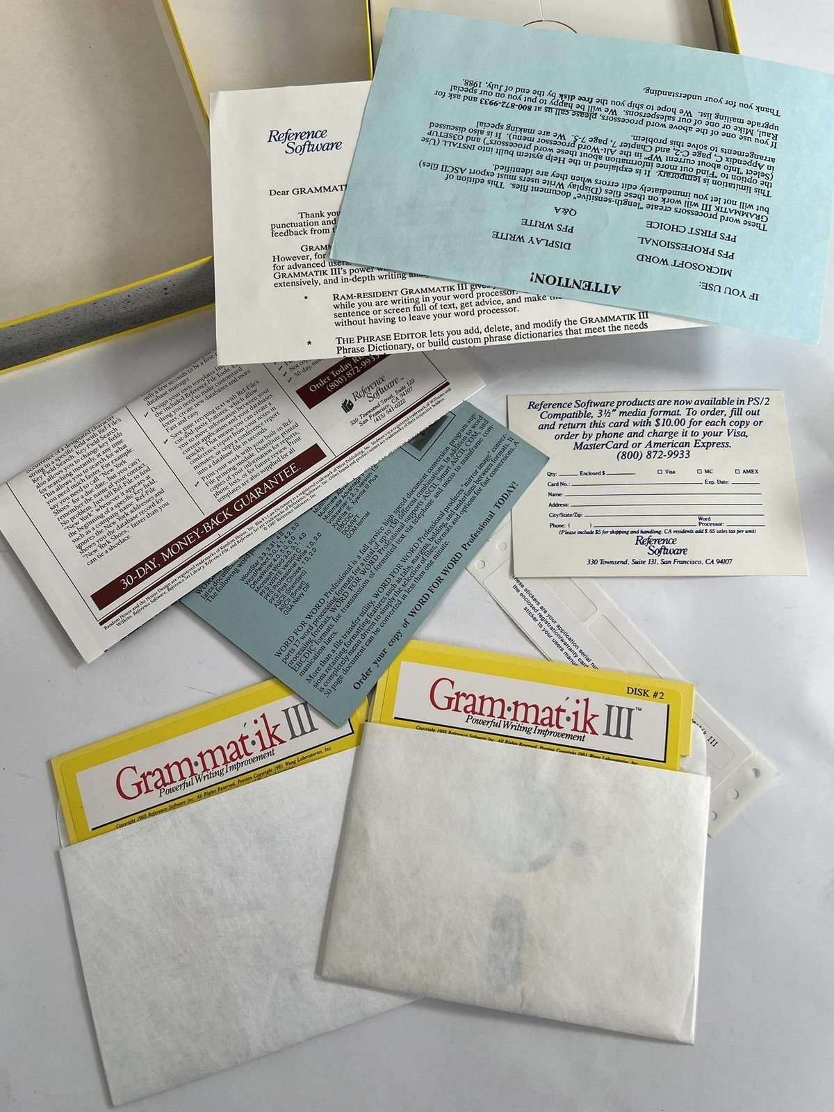 Vintage Grammatik III Reference Software DOS 5.25 Floppy Writing Utility 1988