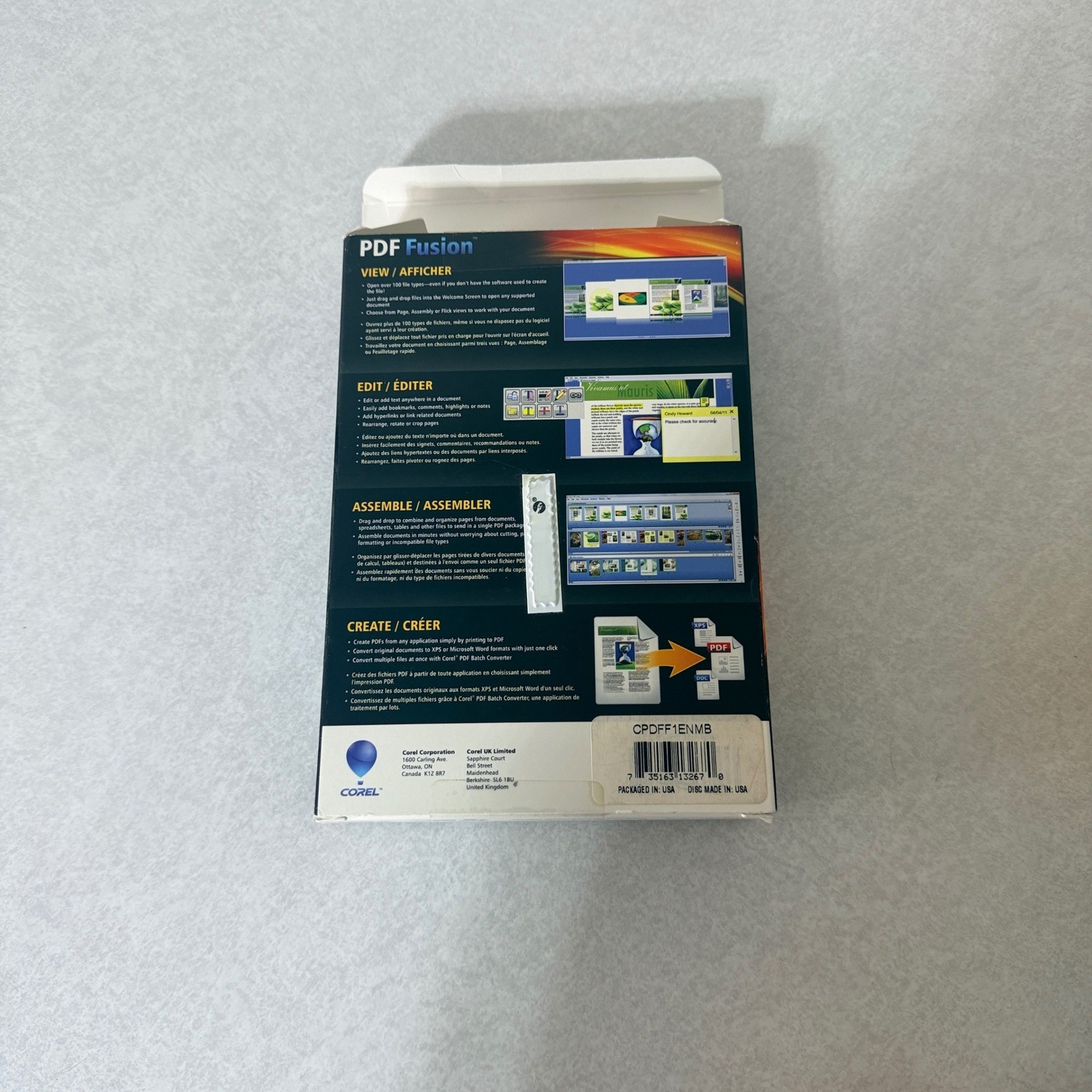 Corel PDF Fusion Software Disc View Edit Assemble Create PDF DOC