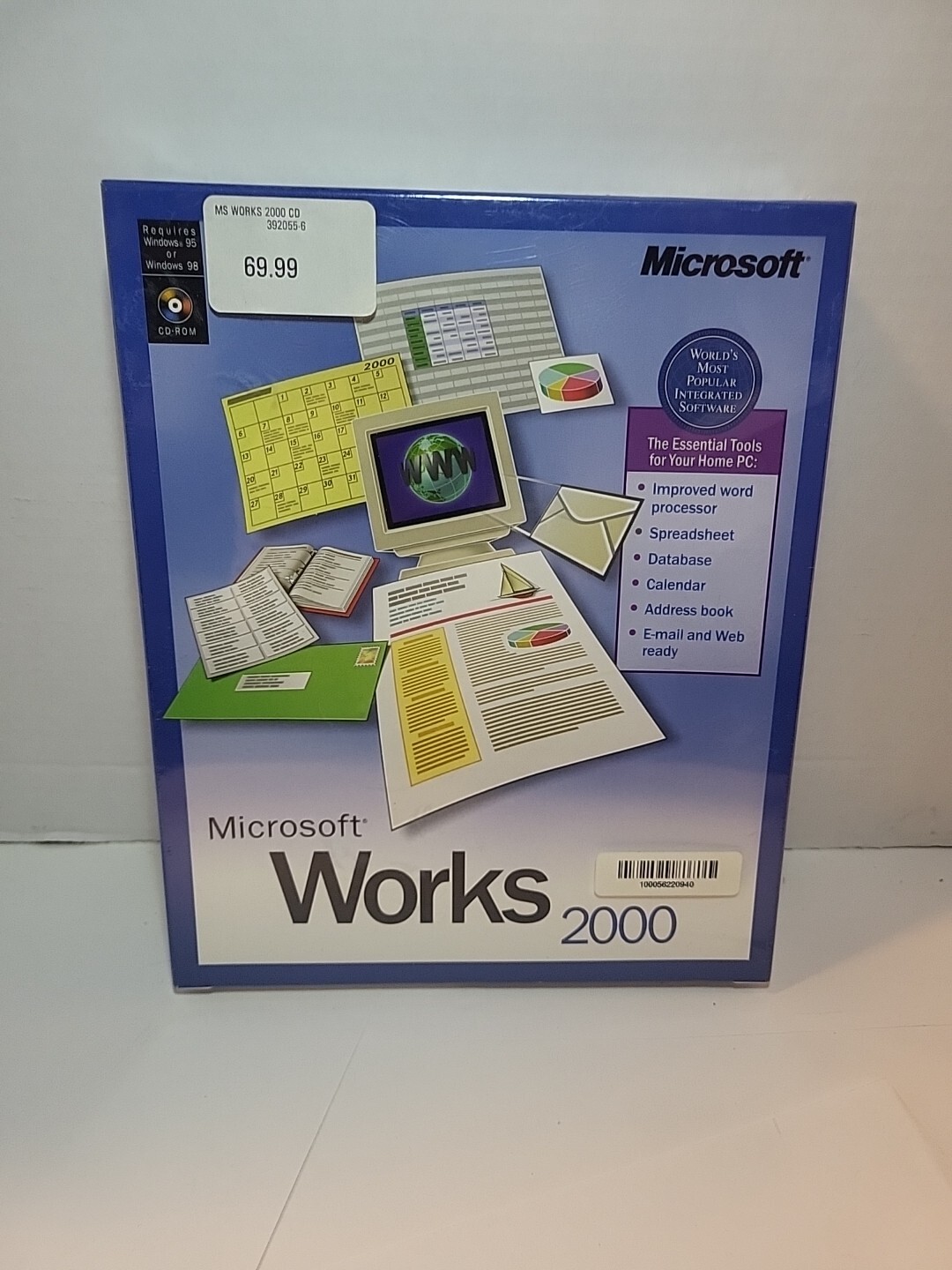 Microsoft Works 2000 Big Box Sealed Brand New Win 95/98