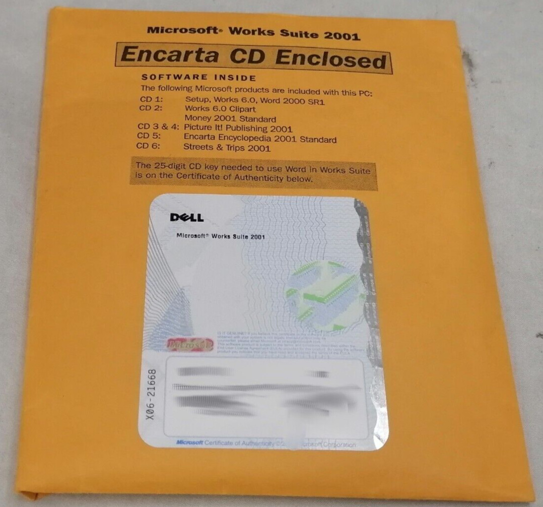 Vintage Microsoft WorksSuite 2001 Disc Set P/N: X06-21668