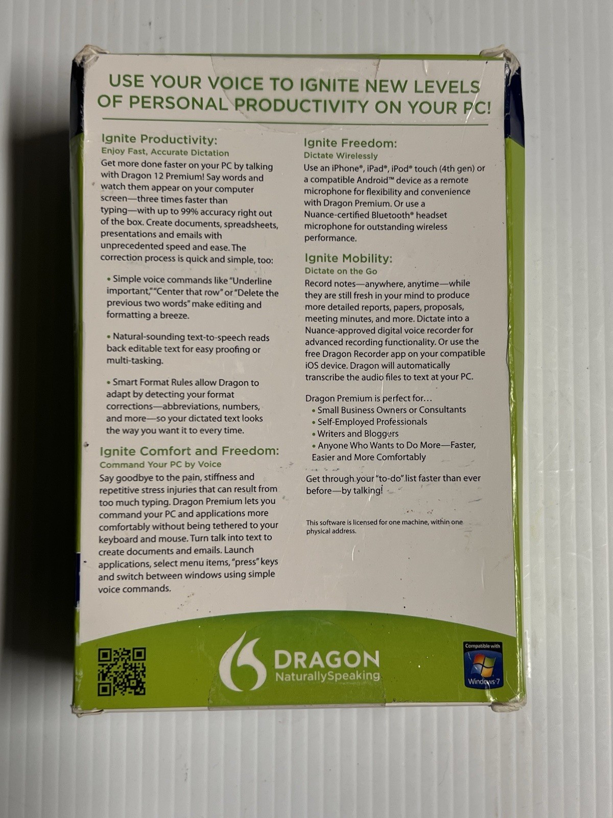 Dragon Naturally Speaking Premium Edition Speech Recognition Software Version 12
