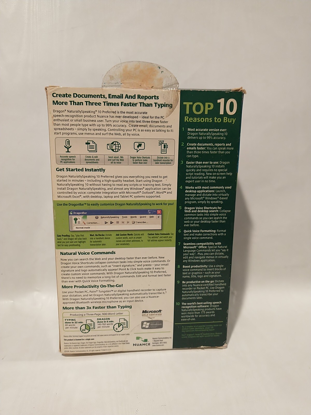 NUANCE DRAGON NATURALLY SPEAKING PREFERRED 10 SPEECH RECOGNITION SOFTWARE-NUANCE