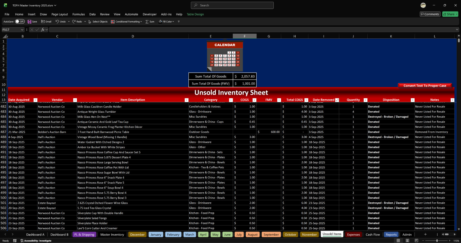 Reseller Inventory & Sales Tracking System Excel Workbook No Subscription (Pre)