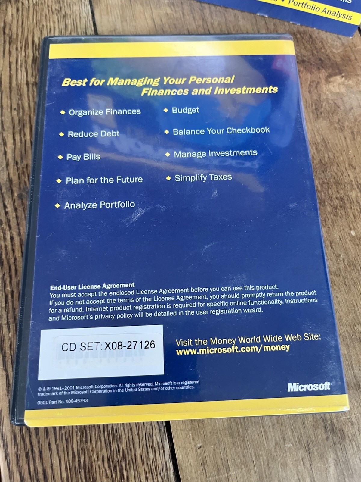 Microsoft Money 2002 Deluxe Open Retail Box DVD & Case – Box Cut