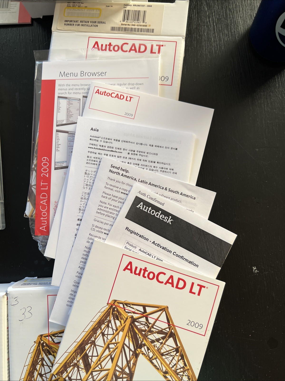 Autodesk AutoCAD LT 2009 Lot (3) +AutoCAD Mechanical 2009 Complete Disks, Docs