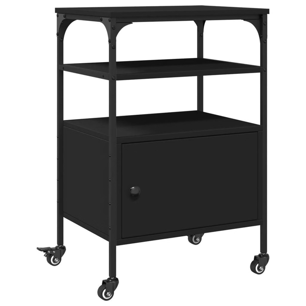 Printer Stand 3-Tier Black 19.7″x15.7″x29.9″ Engineered Wood