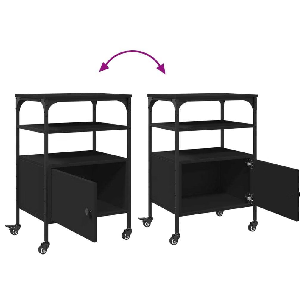 Printer Stand 3-Tier Black 19.7″x15.7″x29.9″ Engineered Wood