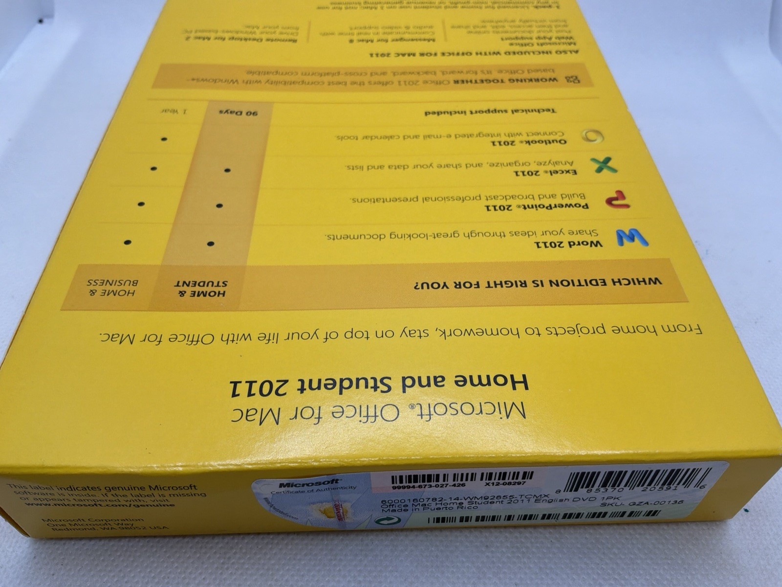Microsoft Office Mac 2011 Home & Student 1 User DVD Retail Box Tested Complete