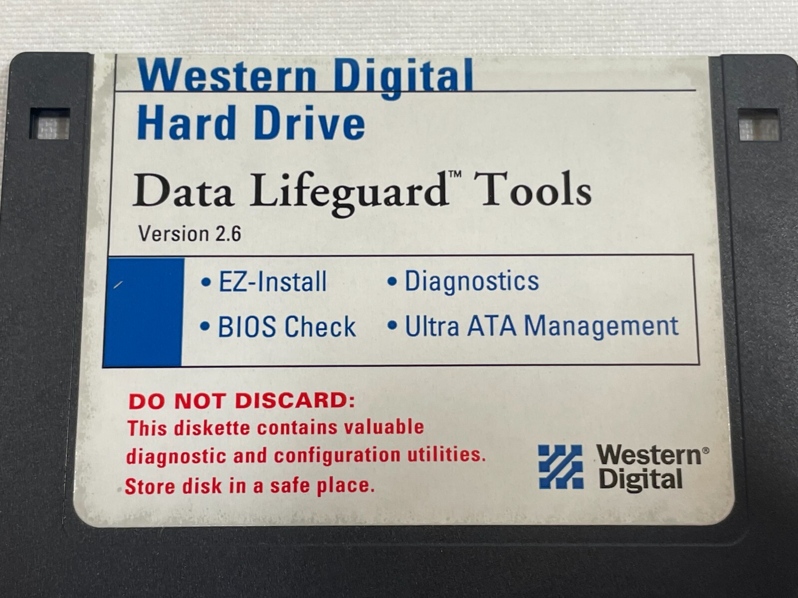 Vintage 2000 Y2K Western Digital Data Lifeguard Tools Ver 2.6 Floppy Disk 3.5″