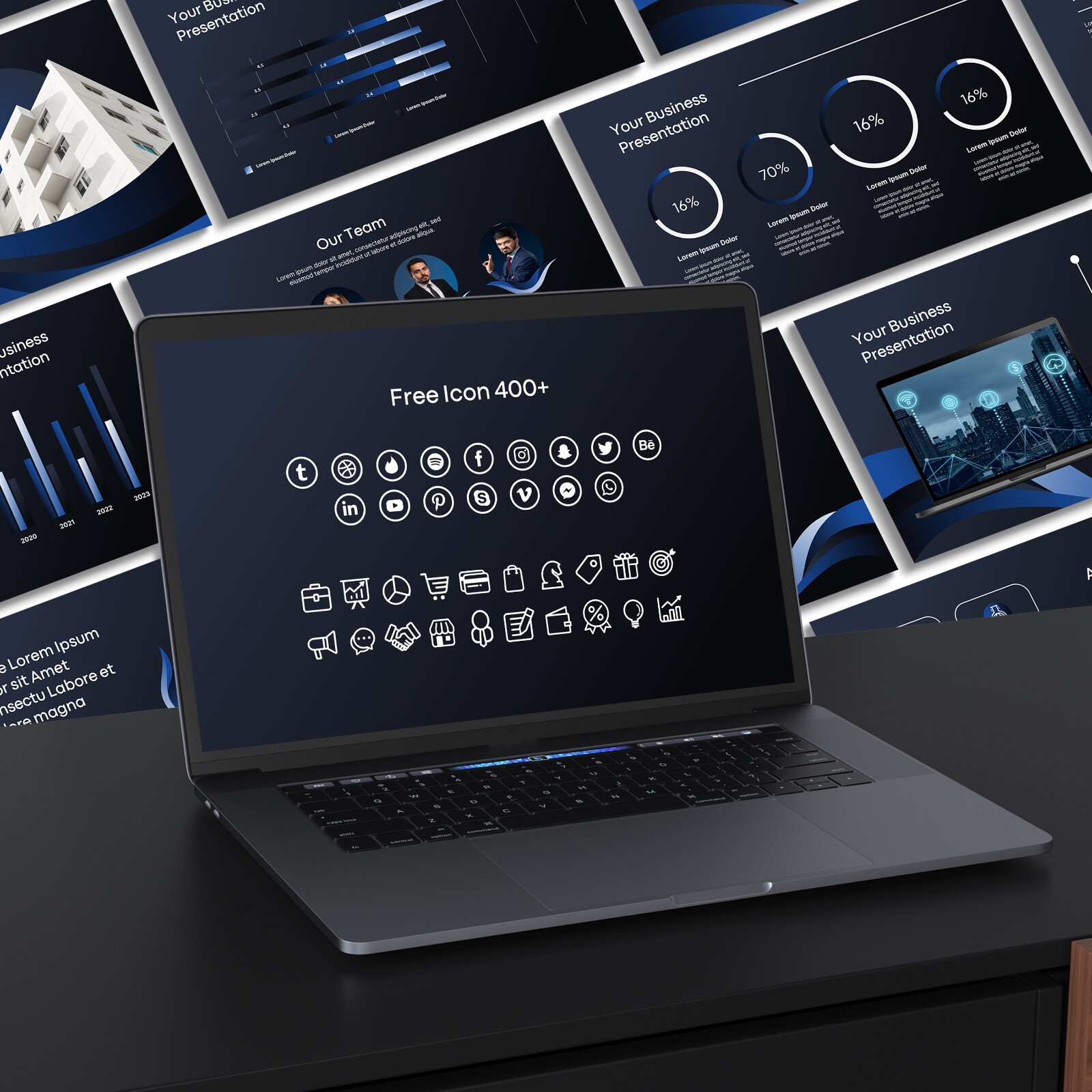 Navy PowerPoint Template 2025 – Minimalist Business & Dark Blue Slides
