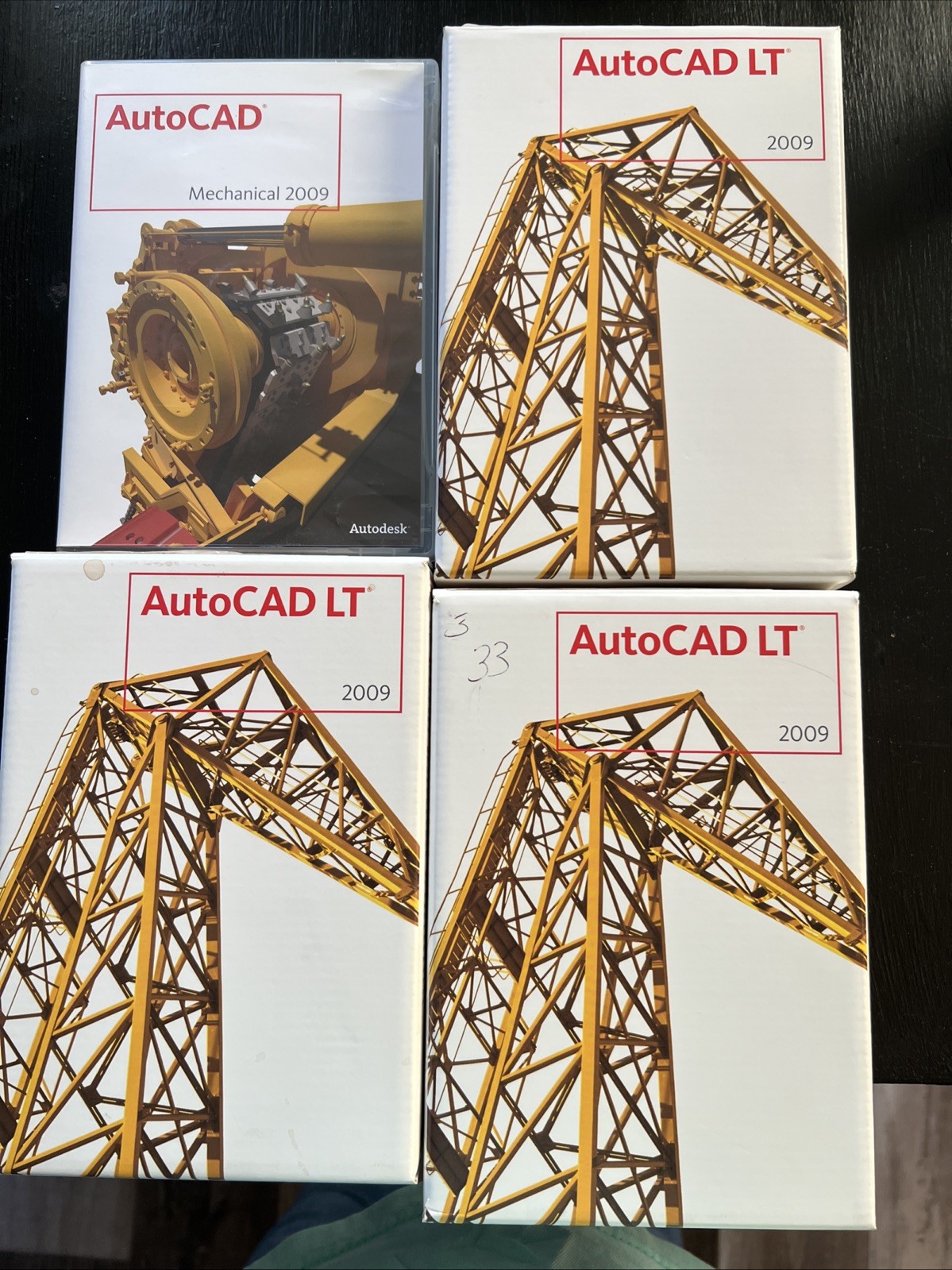 Autodesk AutoCAD LT 2009 Lot (3) +AutoCAD Mechanical 2009 Complete Disks, Docs