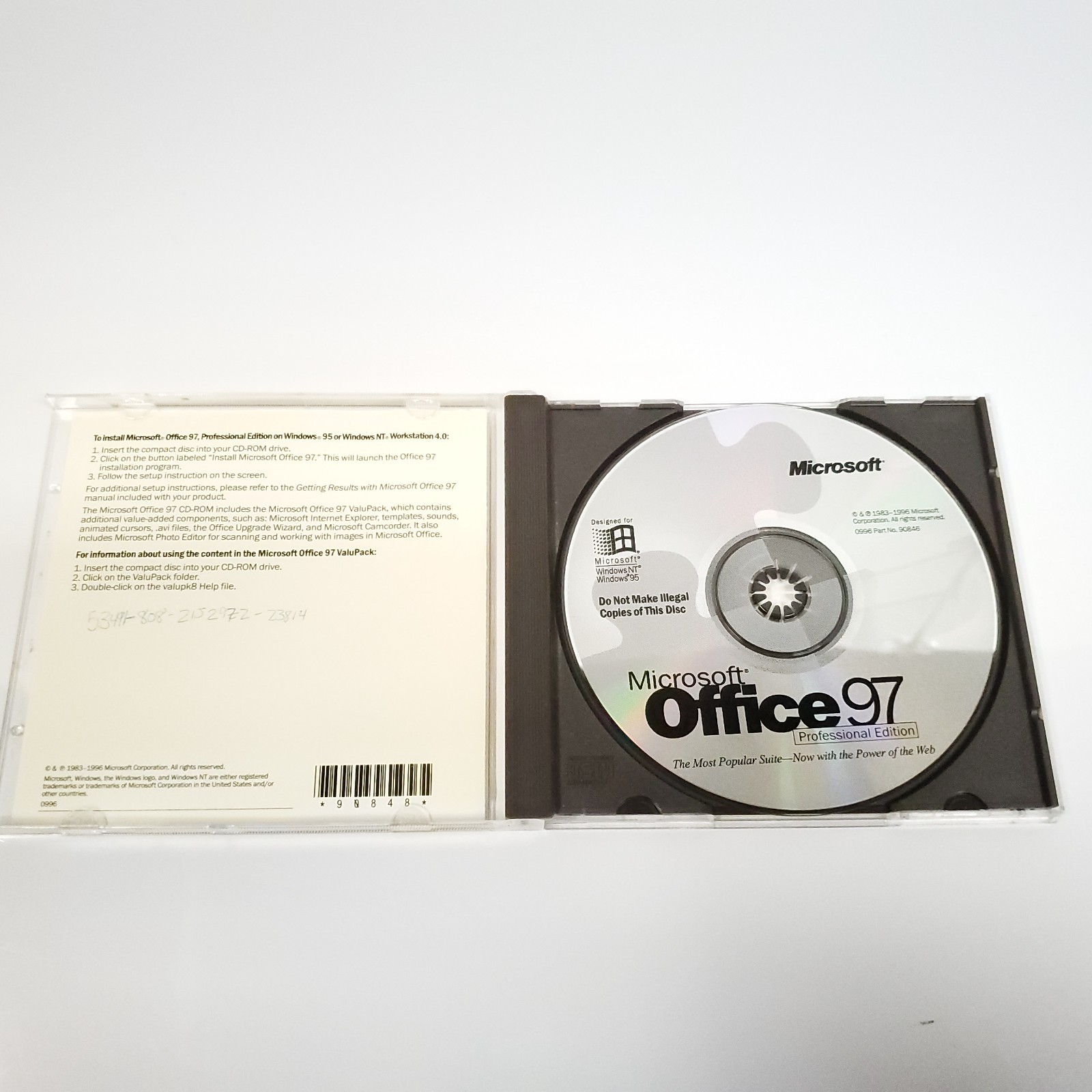 MICROSOFT OFFICE 97 Professional Edition CD, w/ Key Code -1997 for Windows 95 NT