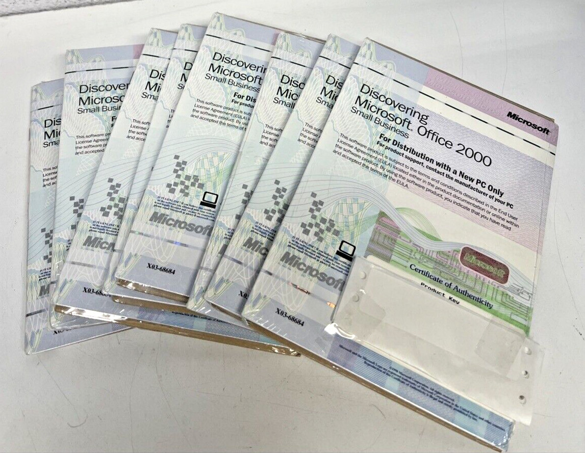 8x Discovering Microsoft Office 2000 Small Business Software Sealed X03-68684 PC