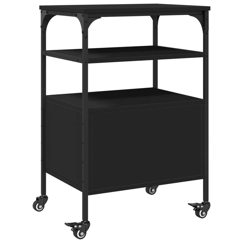 Printer Stand 3-Tier Black 19.7″x15.7″x29.9″ Engineered Wood