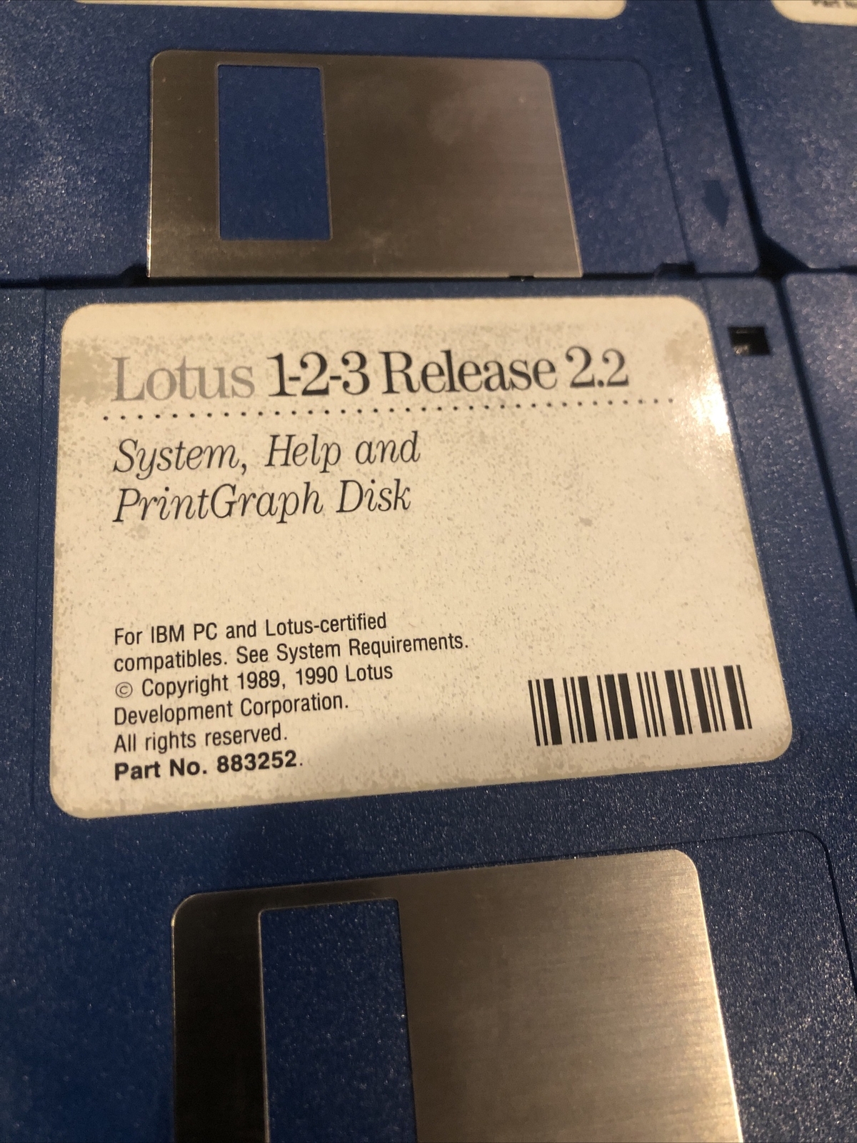 LOTUS 1-2-3 Release 2.2 copyright 1989. For IBM PC & Lotus-certified Compatibles