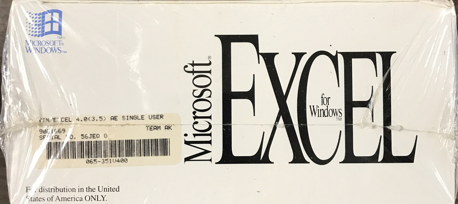 FACTORY SEALED! Microsoft Excel 4.0 for Windows Box Set! PROMO SAMPLE 1992! NEW!