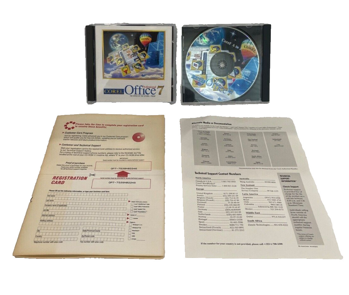Corel Office Professional 7 Box Book And 3 CD Vintage Computing Windows 95